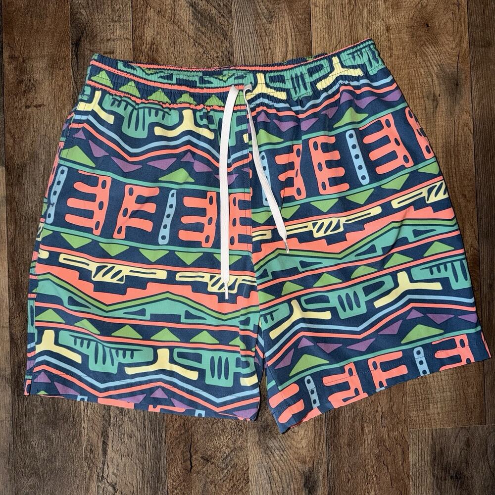 Chubbies Swim Trunks Shorts Mens M Multicolor Geometric Print Lined Drawstring